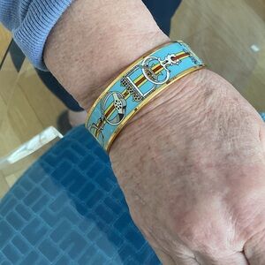 Hermes Colorful Enamel Wide Bangle Bracelet